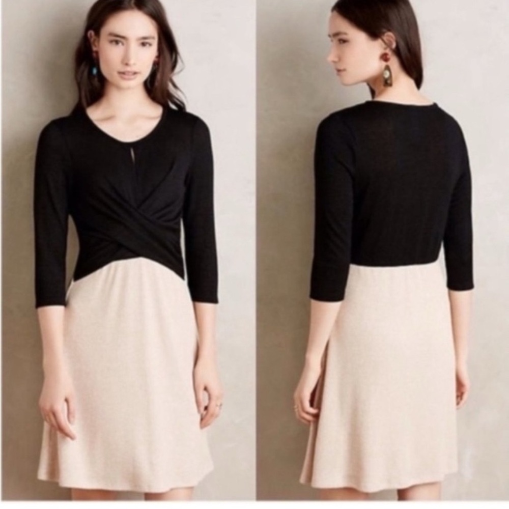 Anthropologie (Amadi) Black and Tan Two-Tone Dress